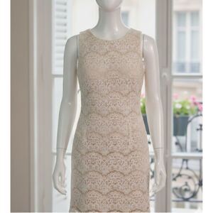 Fire Los Angeles Beige lace Mini Dress Small Rayon Cotton Sleeveless